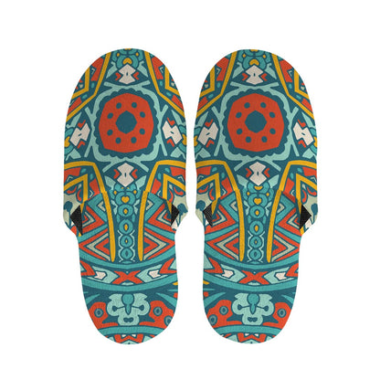 Teal Bohemian Mandala Pattern Print Slippers