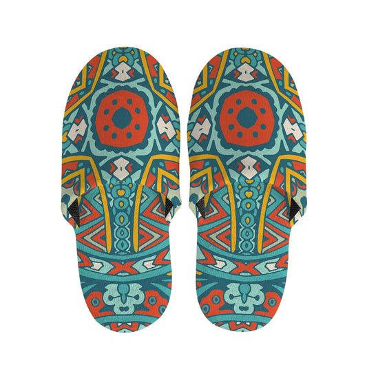 Teal Bohemian Mandala Pattern Print Slippers