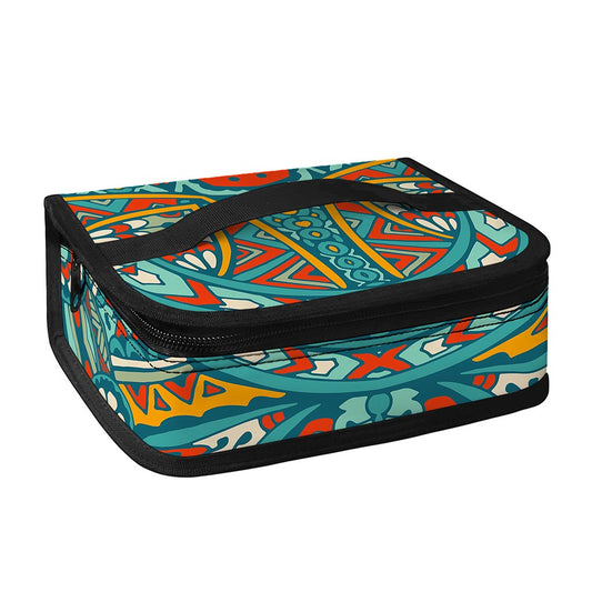 Teal Bohemian Mandala Pattern Print Small Lunch Bag