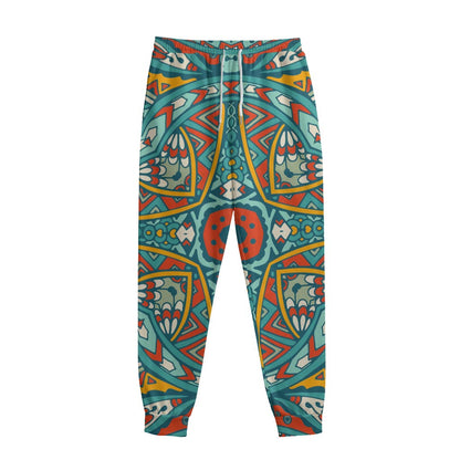 Teal Bohemian Mandala Pattern Print Sweatpants