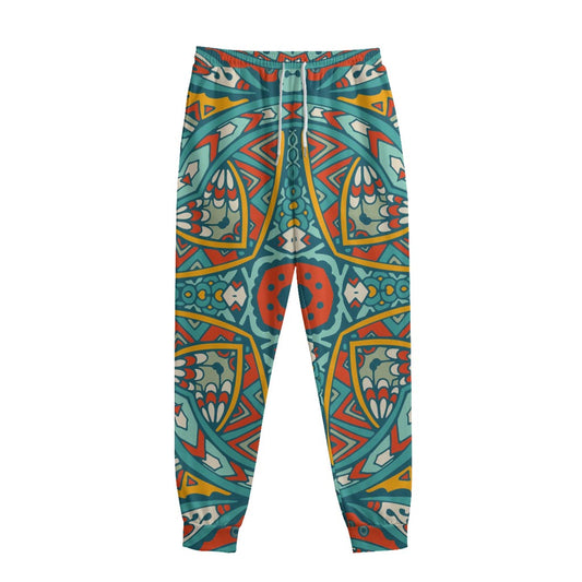 Teal Bohemian Mandala Pattern Print Sweatpants