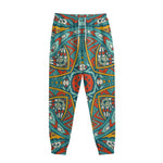 Teal Bohemian Mandala Pattern Print Sweatpants