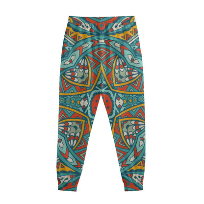 Teal Bohemian Mandala Pattern Print Sweatpants