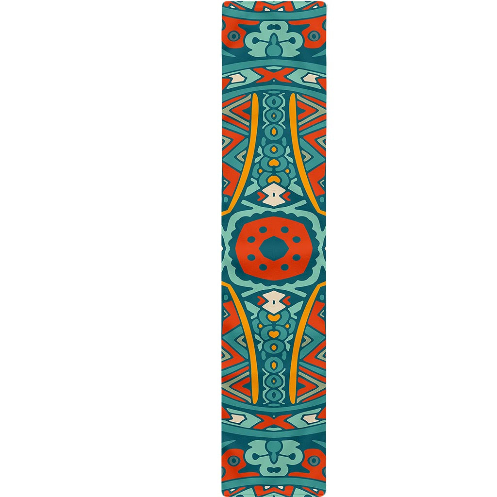 Teal Bohemian Mandala Pattern Print Table Runner