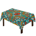 Teal Bohemian Mandala Pattern Print Tablecloth