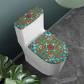 Teal Bohemian Mandala Pattern Print Toilet Lid And Tank Cover Set