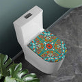 Teal Bohemian Mandala Pattern Print Toilet Lid Cover