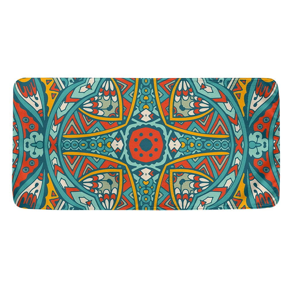 Teal Bohemian Mandala Pattern Print Towel