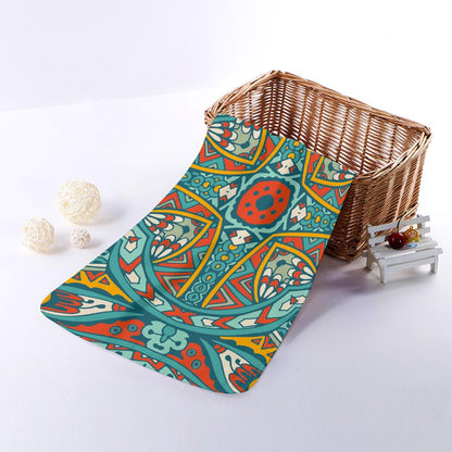 Teal Bohemian Mandala Pattern Print Towel