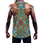 Teal Bohemian Mandala Pattern Print Training Tank Top