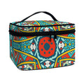Teal Bohemian Mandala Pattern Print Travel Makeup Bag