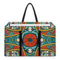 Teal Bohemian Mandala Pattern Print Utility Tote Bag