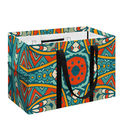 Teal Bohemian Mandala Pattern Print Utility Tote Bag
