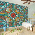 Teal Bohemian Mandala Pattern Print Wall Sticker