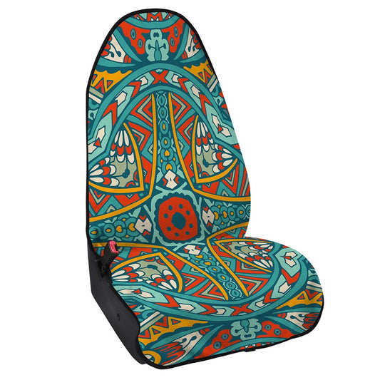 Teal Bohemian Mandala Pattern Print Waterproof Car Seat Cover