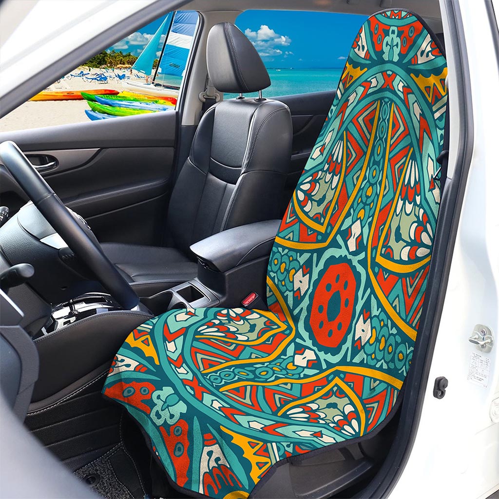 Teal Bohemian Mandala Pattern Print Waterproof Car Seat Cover