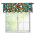 Teal Bohemian Mandala Pattern Print Window Valance