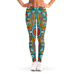Teal Bohemian Mandala Pattern Print Women's Leggings