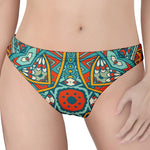 Teal Bohemian Mandala Pattern Print Women's Thong