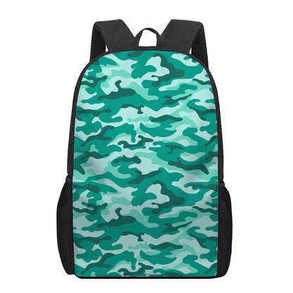 Teal Camouflage Print 17 Inch Backpack