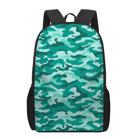 Teal Camouflage Print 17 Inch Backpack