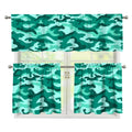 Teal Camouflage Print 3 Piece Kitchen Curtains