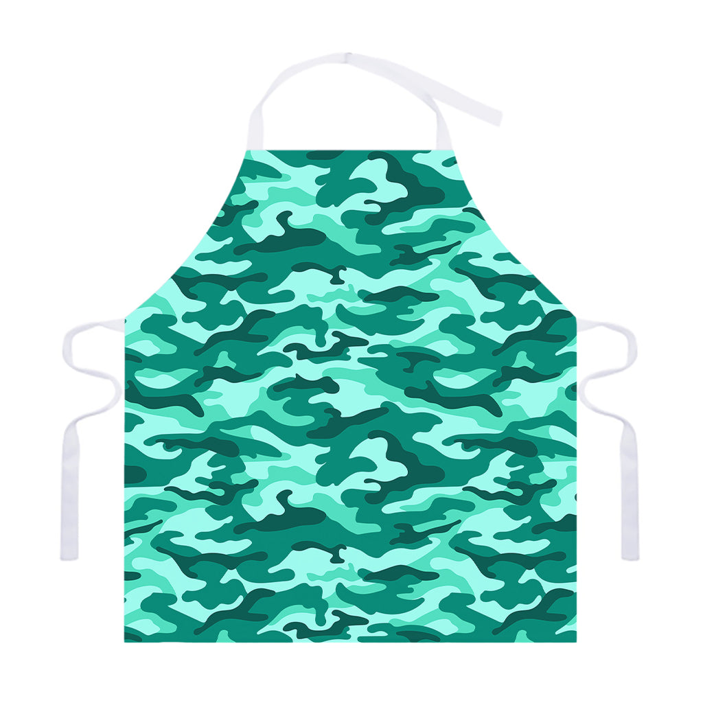 Teal Camouflage Print Adjustable Apron