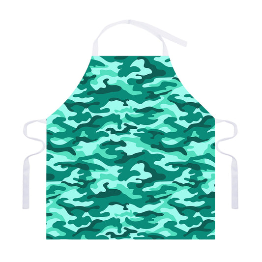 Teal Camouflage Print Adjustable Apron
