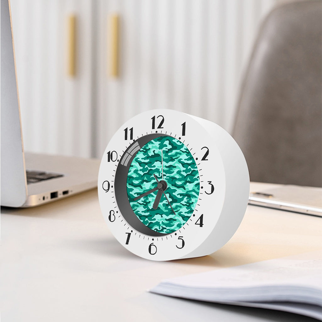 Teal Camouflage Print Alarm Clock