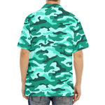 Teal Camouflage Print Aloha Shirt