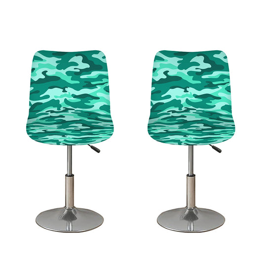 Teal Camouflage Print Bar Stool Covers