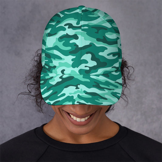 Teal Camouflage Print Baseball Cap