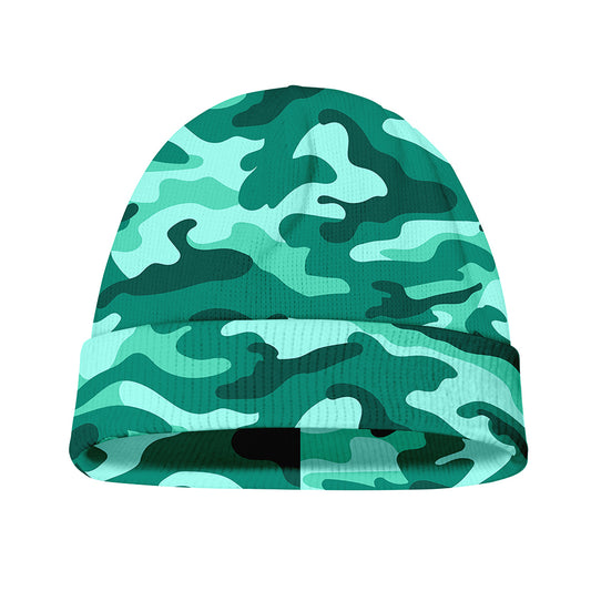 Teal Camouflage Print Beanie