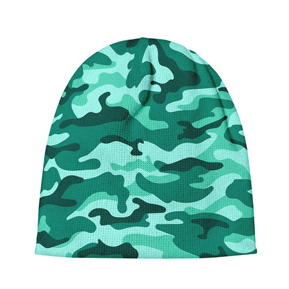 Teal Camouflage Print Beanie
