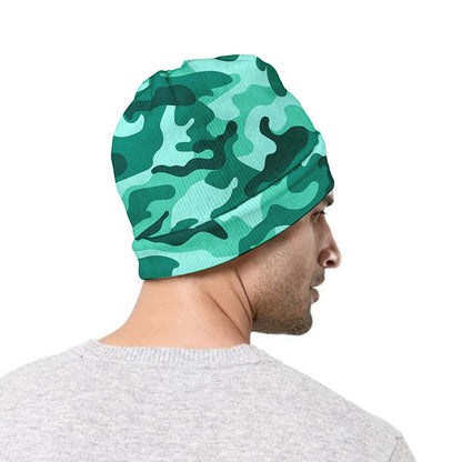 Teal Camouflage Print Beanie