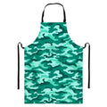 Teal Camouflage Print Bib Apron With Pocket