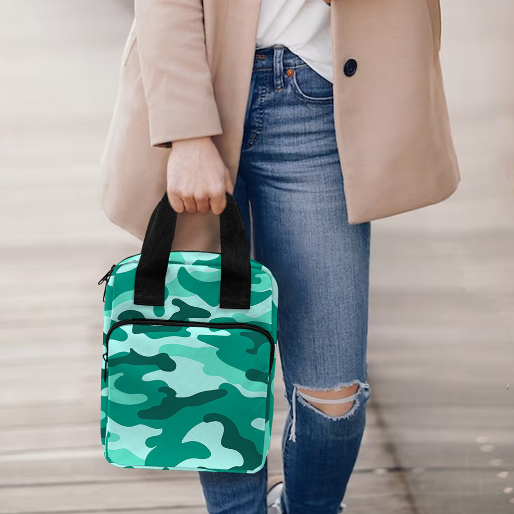 Teal Camouflage Print Bible Tote Bag