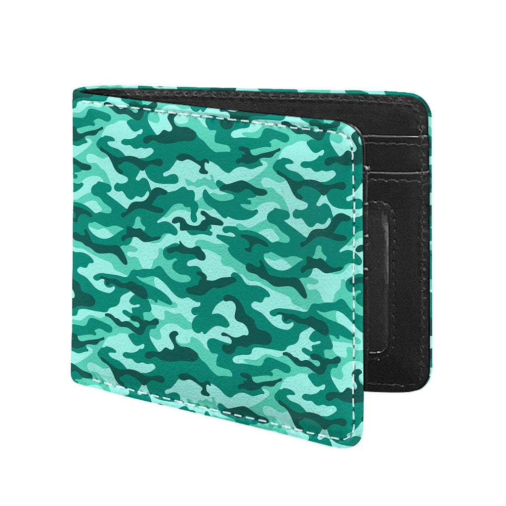 Teal Camouflage Print Bifold Wallet