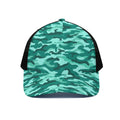 Teal Camouflage Print Black Mesh Trucker Hat