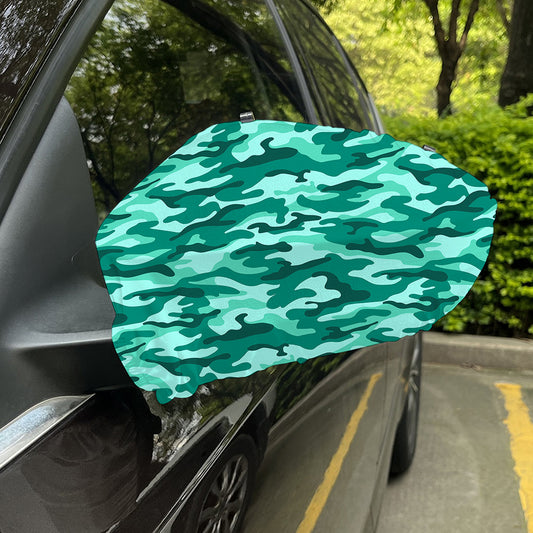 Teal Camouflage Print Car Side Mirror Covers