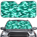 Teal Camouflage Print Car Windshield Sun Shade