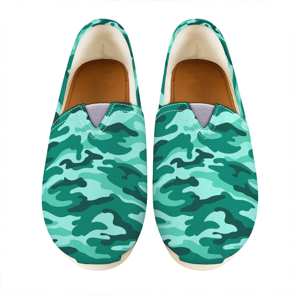 Teal Camouflage Print Casual Shoes