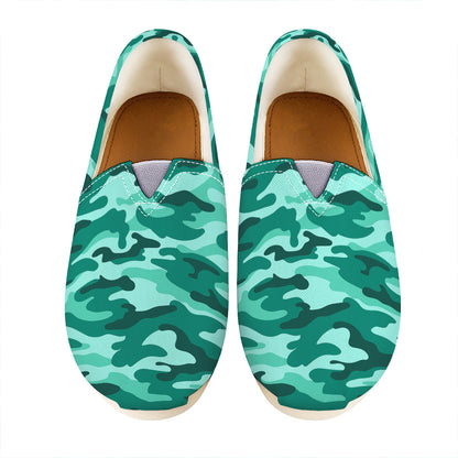 Teal Camouflage Print Casual Shoes