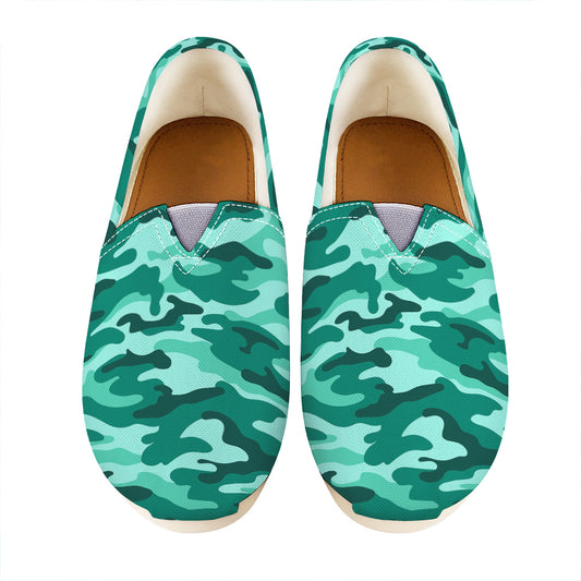 Teal Camouflage Print Casual Shoes