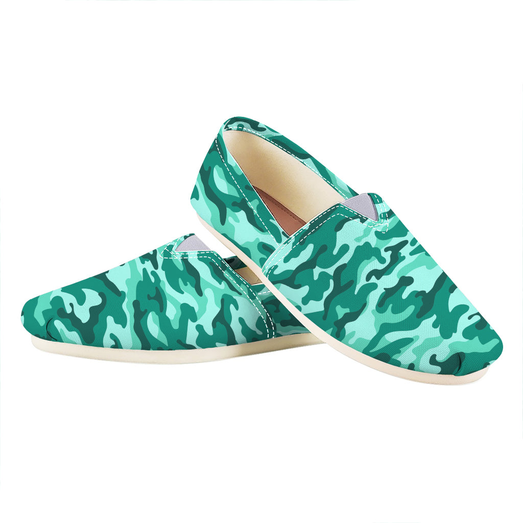 Teal Camouflage Print Casual Shoes
