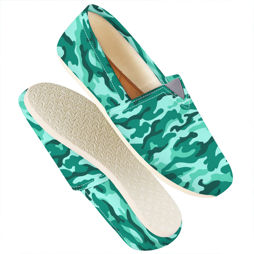 Teal Camouflage Print Casual Shoes