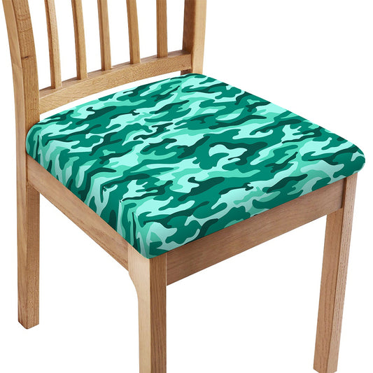 Teal Camouflage Print Chair Cushion Cover