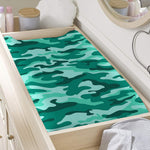 Teal Camouflage Print Changing Pad Cover