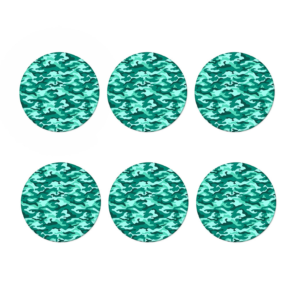 Teal Camouflage Print Coaster Set