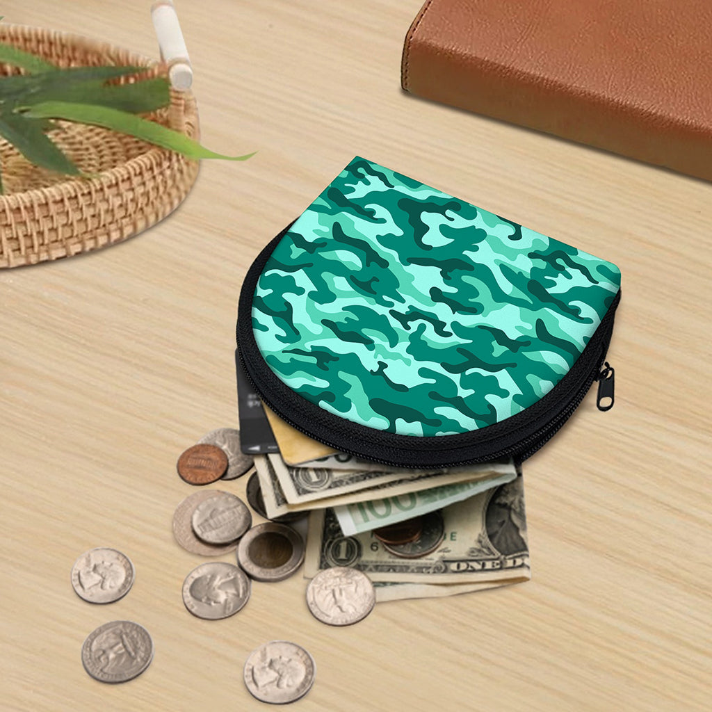 Teal Camouflage Print Coin Purse